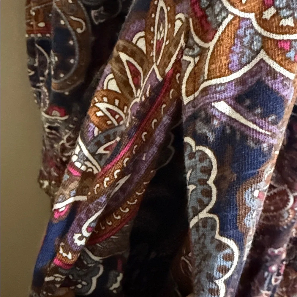 Canon Multicolor Paisley Long Sleeve Dress women XL festival casual linen boho - Picture 7 of 9